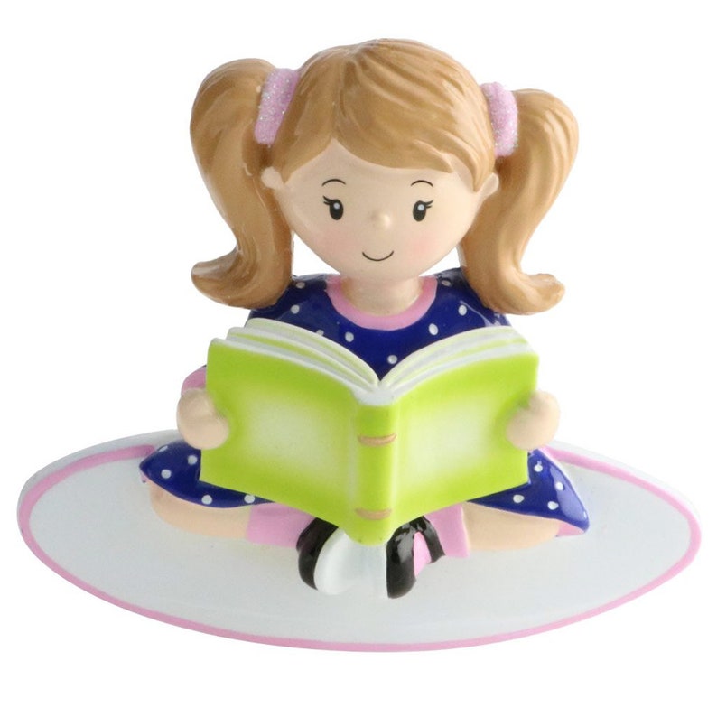 Girl Reading a Book Personalized Christmas Tree Ornament 2020 Custom Writing Girl Reading a Book Lover Ornament Gift image 3