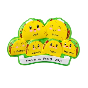 2023 Taco Personalized Christmas Tree Ornament - Custom Taco Family Ornament Grandkids Family Ornaments Family of 2 3 4 5 6 Free Customized