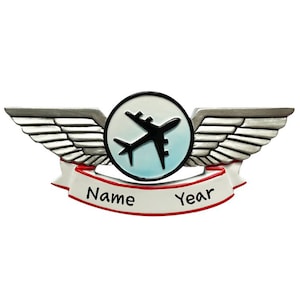 Personalized Airplane Wings Christmas Tree Ornament 2024 | Christmas Decoration Ornament | Gift ideas for Aviation Pilot Air Force