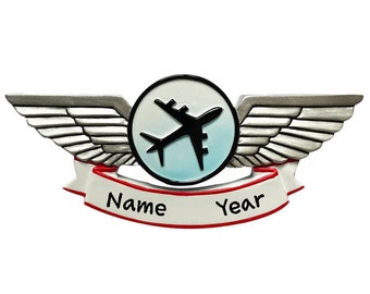 Personalized Airplane Wings Christmas Tree Ornament 2023 | Christmas Decoration Ornament | Gift ideas for Aviation Pilot Air Force