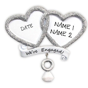 Personalized Engagement We are Engaged Hearts Couple Ring Ornament Proposal Gift Ideas, Marrying Couple Engaging Silver Hearts Gifts