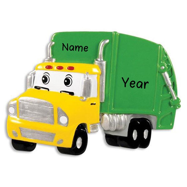 Garbage Truck Personalized Christmas Tree Ornament | Custom Writing Garbage Truck Ornament Gift