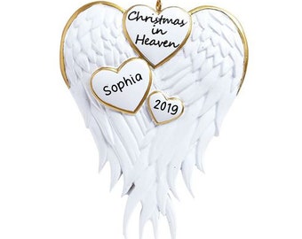 Wings Memorial Personalized Christmas Tree Ornament | Custom Writing Christmas Wings Memorial Gifts | Personalized Ornaments 2019