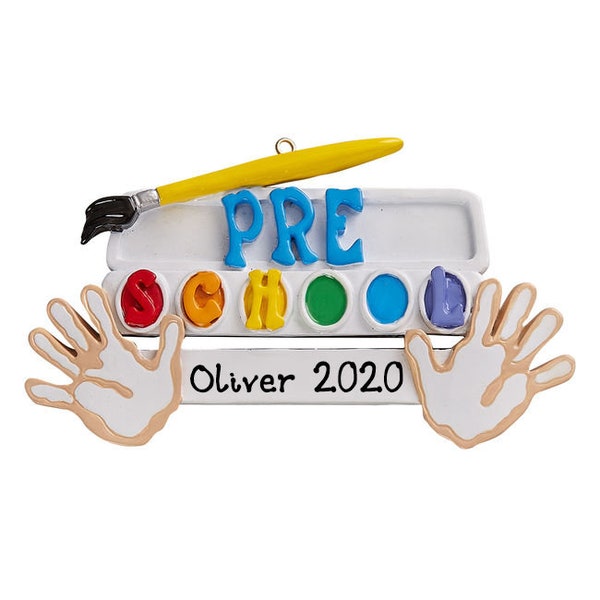 Personalized Pre School Ornament 2023  First-School Preschool Activities and Crafts gifts for Xmas Christmas