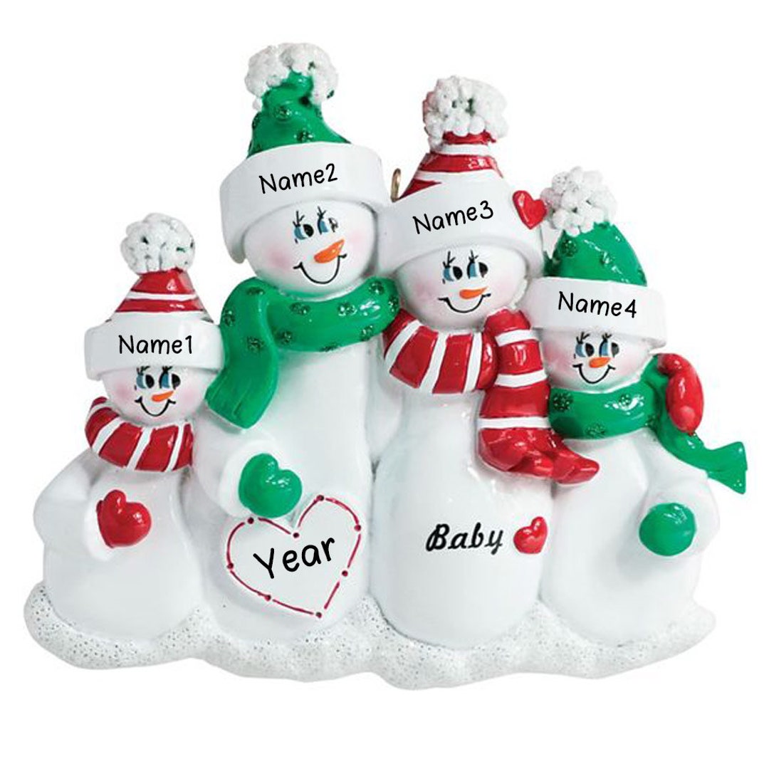 Expecting Snow Family Personalized Christmas Tree Ornament | Custom ...