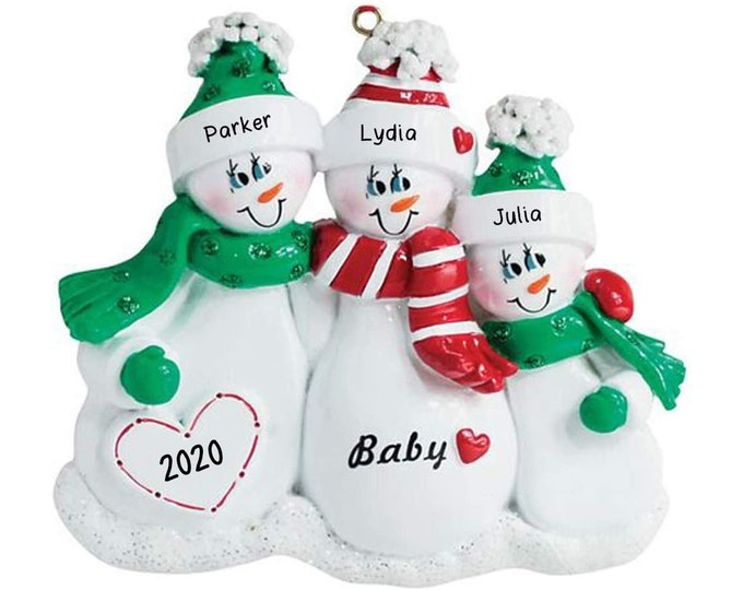 Expecting Snow Family Personalized Christmas Tree Ornament | Custom ...