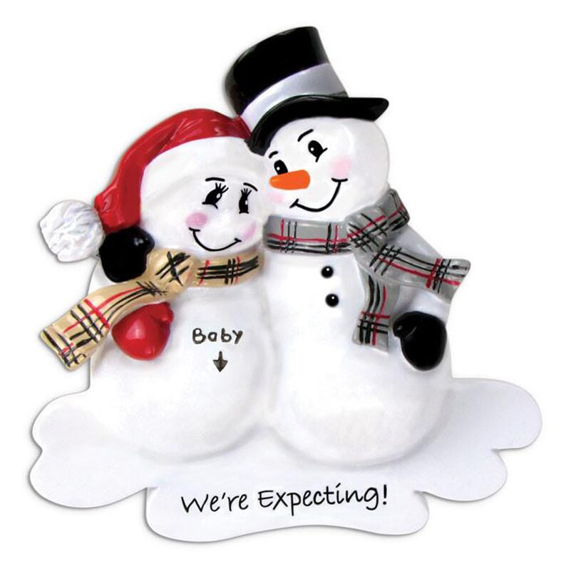 Personalized Expecting Baby Snowman Couple Christmas Ornament 2024 ...