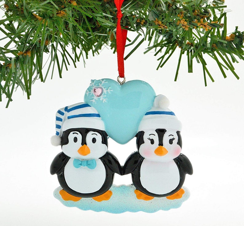 Personalized Penguin Couple in Heart Christmas Ornament 2020 - Etsy
