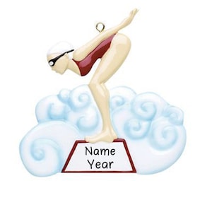 Personalized Female Swimmer Christmas Ornament | Custom Writing Female Swimmer Christmas Gifts | Personalized Ornaments 2020