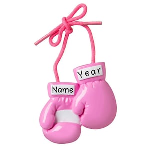 Personalized Pink Boxing Gloves Christmas Tree Ornament 2024 | Christmas Decoration for Tree Gift Boxer
