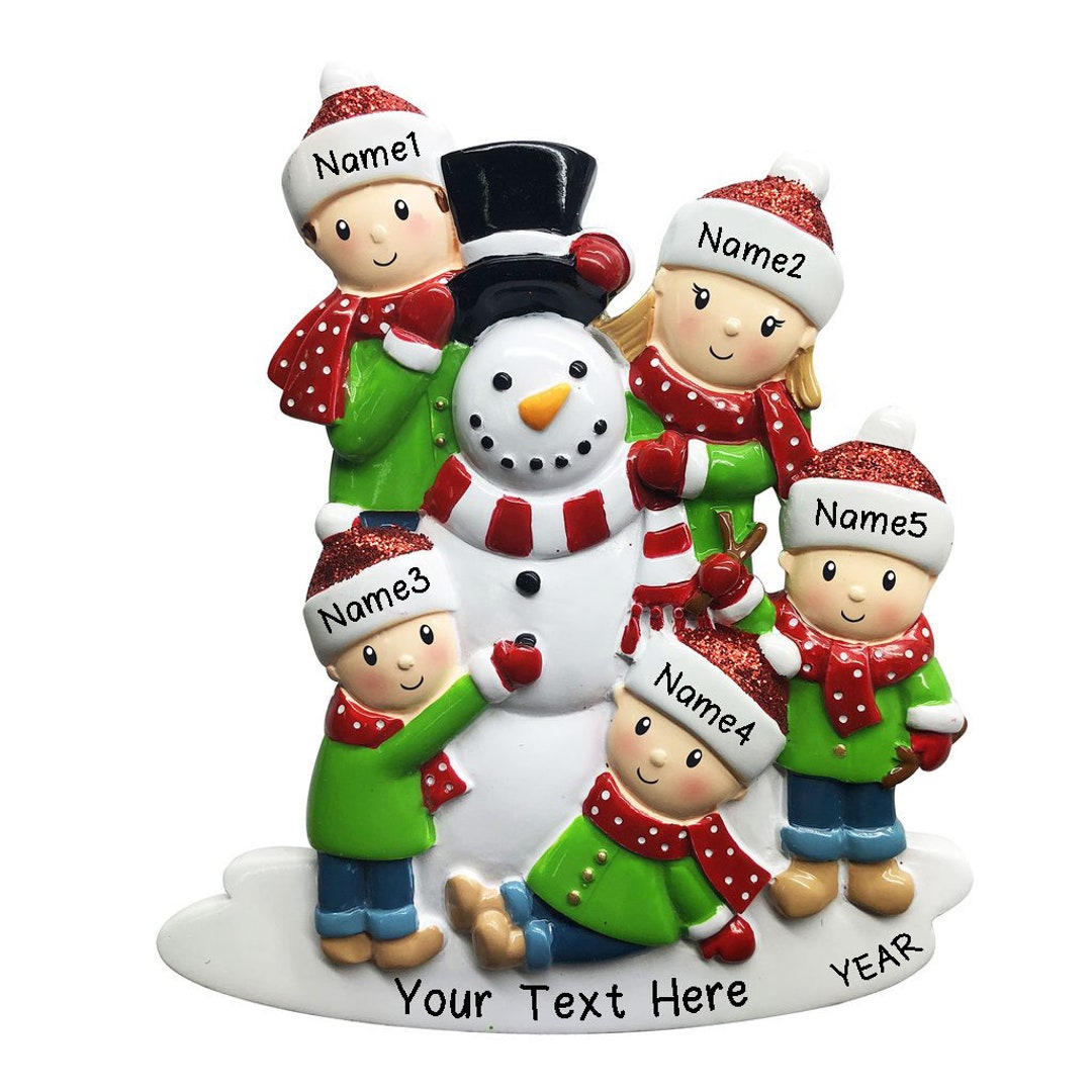 Snowman Family of 5 Personalized Christmas Tree Ornament 2024 | Custom ...