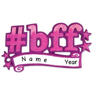 Personalized New BFF Christmas Tree Ornament 2024 | Custom Writing New BFF Ornament Gift | Pink Best Friends Forever Ornament