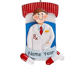 Personalized RX Male Pharmacy Boy Hanging Christmas Ornament Best 2023  Pharmacist Gift ideas