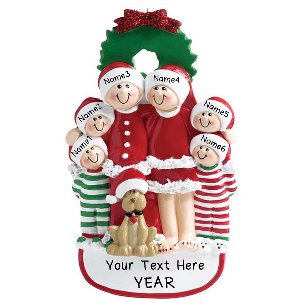 Family With Dog Personalized Christmas Tree Ornament | Custom Writing ...