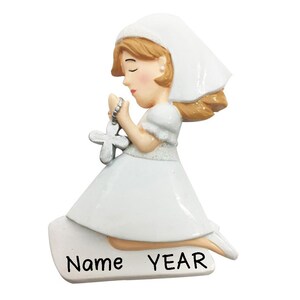 Girl First Communion Confirmation Personalized Christmas Ornament 2024 | Custom Writing Names Ornament