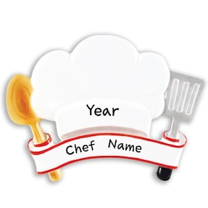 Professional Style Chef Hat Personalized Best Cook Christmas Tree Ornament | Christmas Decoration Cooking Chef Writing Names Ornament
