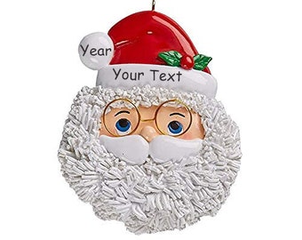 Personalized Santa Head Ornament for Christmas 2023  Santa Claus with circle glasses ornament for Noel for Xmas Christmas