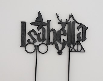 Personalized Wizard Cake Topper | 3D Printed Name Decoration