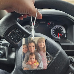 Personalised photo car ornament. Picture air freshener