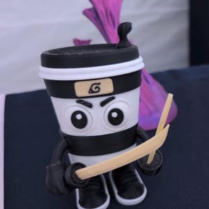 Meme Figurines – 3D Printed Ninja or Ballerina Cup Characters, Frog – Kawaii Decor / Unique Gift Idea