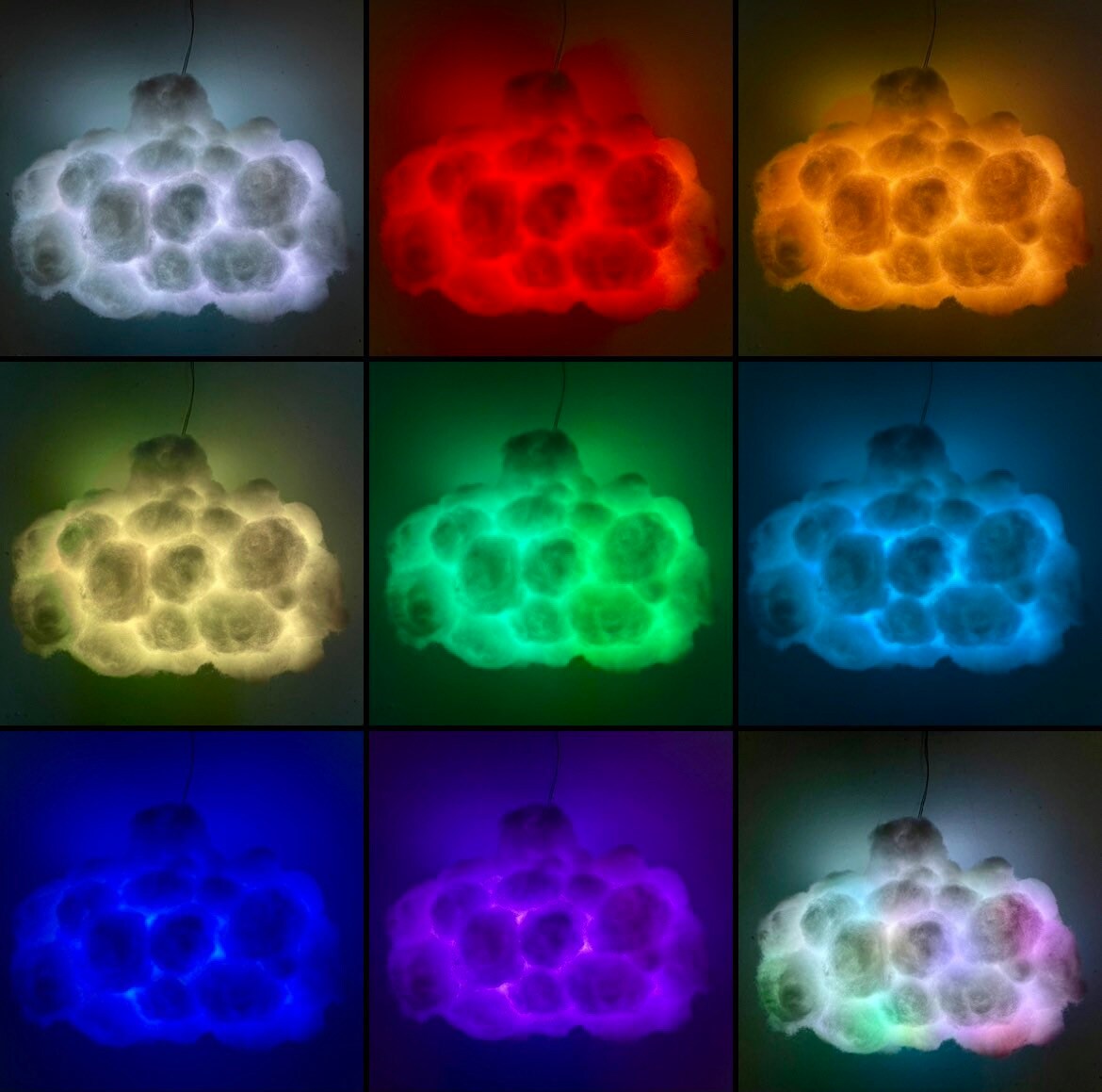 LED Cloud Light Hanging 3D Cloud Lamp Multicolor Remote Etsy