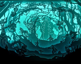 Ghost Pokemon Shadow Box: Handmade Paper Cutting Light-Up Frame