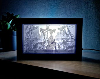 FF7 Ciy of the Ancients Shadow Box: Handmade Paper Cutting Light-Up Frame
