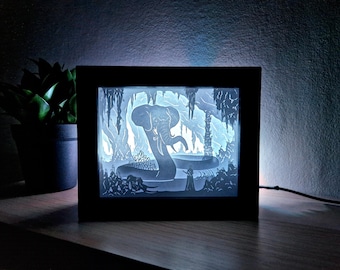 Grootslang Shadow Box: Handmade Paper Cutting Light-Up Frame