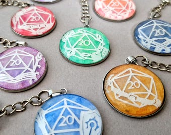 Dungeons and Dragons D20 Keychains: Handmade Paper Cutting Art