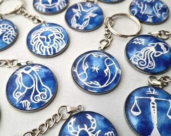 Zodiac Sign Keychains: Handmade Paper Cutting Art