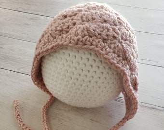 Baby Crochet Bonnet. Shell Bonnet. Crochet Photography Prop. Baby Girl Crochet Hat. Baby Shower Gift. READY TO SHIP