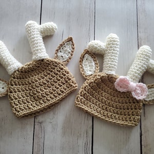Newborn Baby Deer Crochet Outfit, Crochet Deer Hat & Diaper Cover, Crochet Photo Prop, Baby Unisex Outfit, Baby Shower Gift, READY TO SHIP