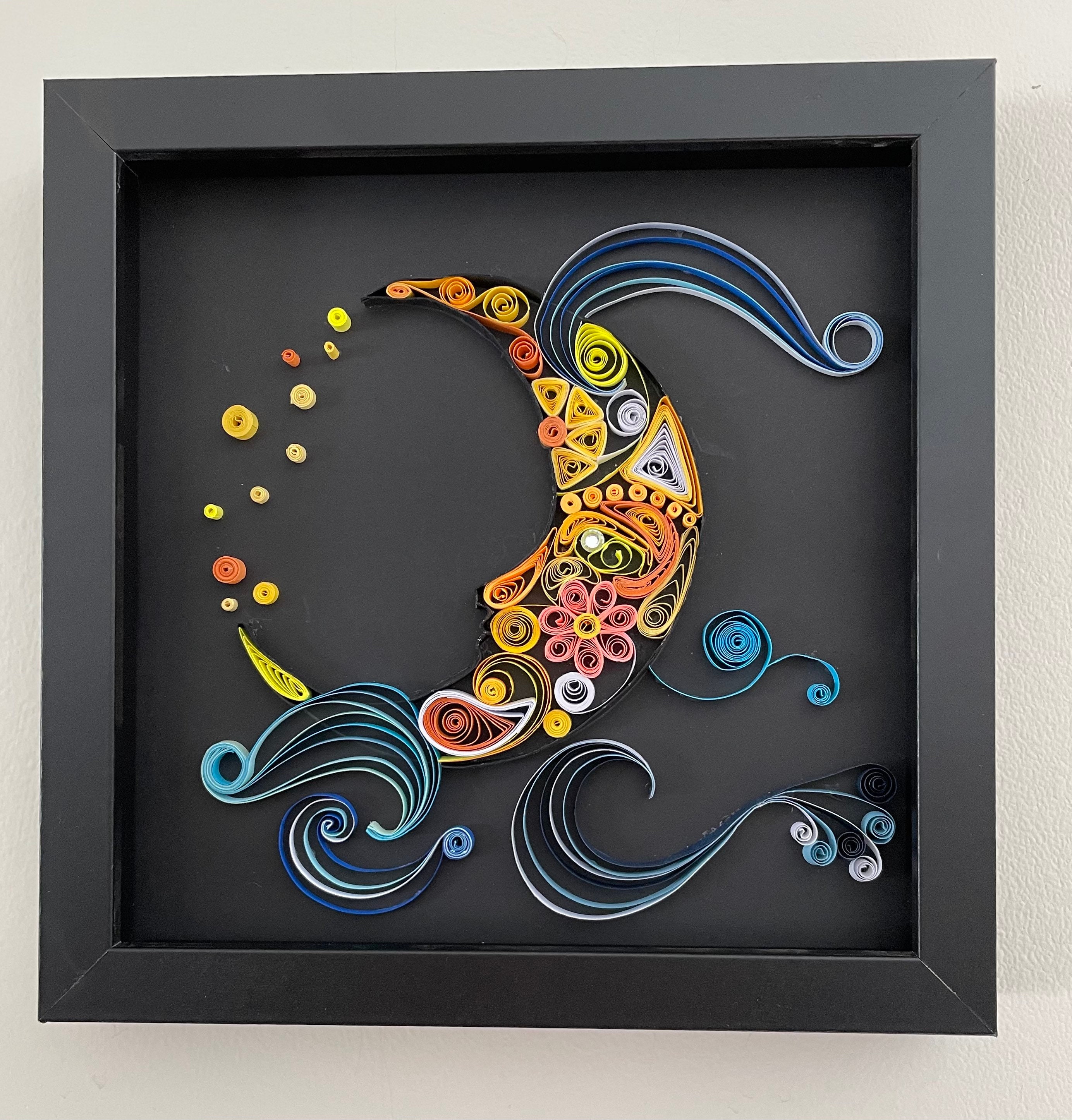 Moon Paper Quilled OOAK Quilling Art Wall Art Table Art Shadow Etsy