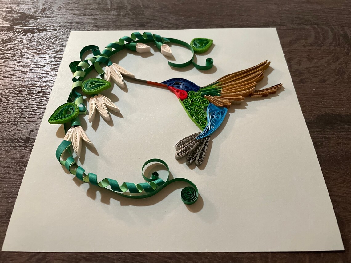 Hummingbird Paper Quilled OOAK Quilling Art Wall Art Table Art Etsy