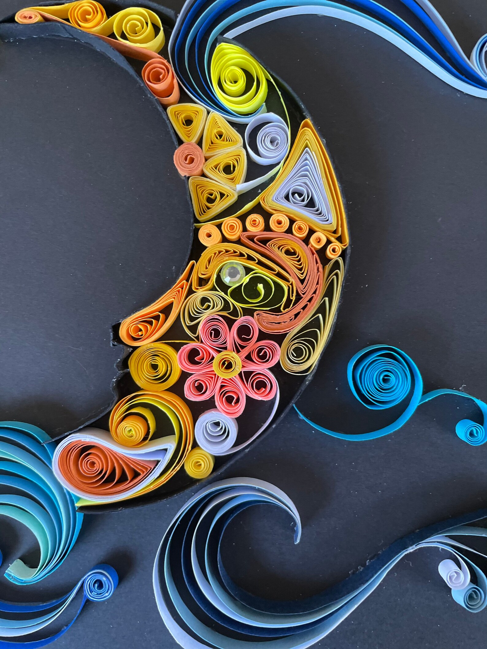 Moon Paper Quilled OOAK Quilling Art Wall Art Table Art Shadow Etsy