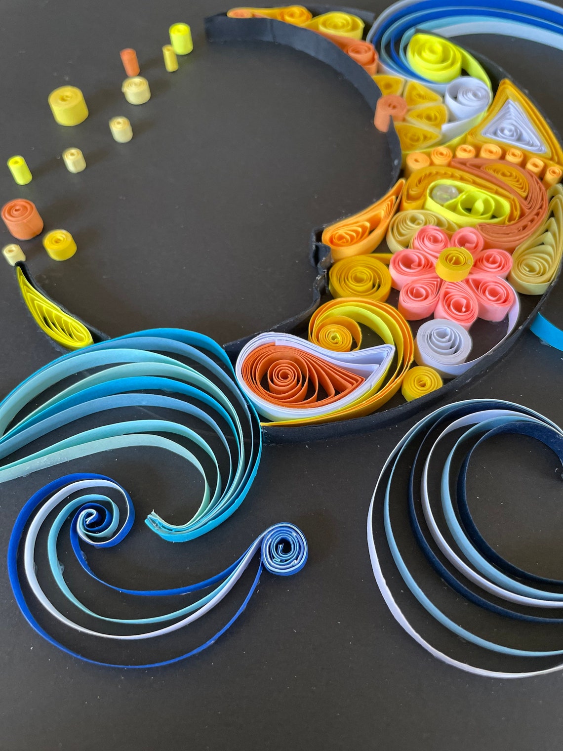 Moon Paper Quilled OOAK Quilling Art Wall Art Table Art Shadow Etsy