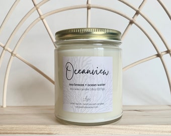 Ocean Scented Candle - Clean and Fresh Scent - Sea Breeze, Ozone Fragrance