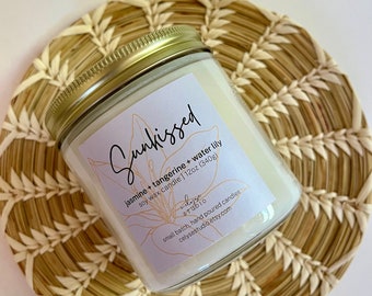 Jasmine, Tangerine and Water Lily Soy Candle - Sunkissed - Floral Summer Scent