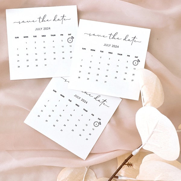 Printed Save The Date Calendar Cards, Bridesmaid Proposal Gift Idea, Modern Minimalistic Wedding, Bachelorette Favors, Save Our Date