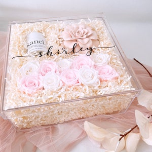 Coffret cadeau vide en acrylique avec couvercle, grand transparent personnalisé, souvenir souvenir, boîte de luxe avec nom personnalisé, idée cadeau de proposition de demoiselle d'honneur