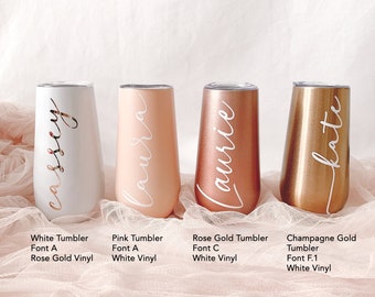 Personalized 6oz Stemless Champagne Flutes,Insulated Champagne Flutes, Wedding Day Gifts, Bridesmaid Gifts, Will you be my, Mothers Day Gift
