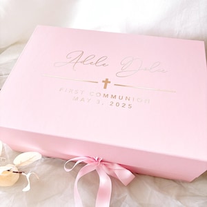 Boîte cadeau de première communion personnalisée, cadeau de première communion de baptême, cadeau de baptême pour bébé, cadeau religieux, boîte de souvenir, boîte de souvenir de baptême