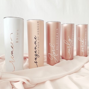 Personalized Skinny Tumblers with Lid and Plastic Straw, Custom 20oz Insulated Tumbler, Gifts for Her, Bridesmaid Gifts, Groomsman Gifts