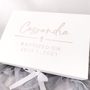 Boîte cadeau de baptême personnalisée, boîte cadeau de baptême, cadeau de première communion, cadeau de baptême de bébé, cadeau religieux, boîte souvenir, boîte souvenir de baptême
