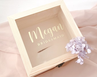 Personalized Wooden Gift Box,Empty Bridesmaids Proposal Box, Will you be my Bridesmaid Box with Names,Keepsake Custom Memory Box,Wedding Box