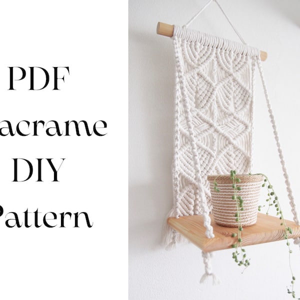 Macrame PDF PATTERN tutorial ~ Written PDF with photos by MituMakrame ~ Macrame wall hanging shelf ~ Instant digital download