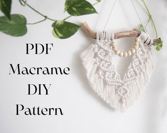 Macrame PATROON tutorial ~ Geschreven PDF met foto's door MituMakrame ~ Diy macrame muur hangen ~ Instant digitale download