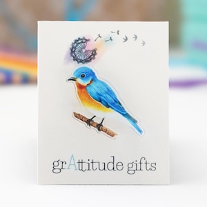 Bluebird of Happiness Pin | Eastern Bluebird Art | Acrylic Lapel Pin | Cute Gift for Bird Watchers | Gift for Grandma | Bluebird Brooch
