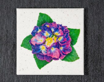 Blue Hydrangea Pink Larkspur Pressed Flower Glass Magnets-Set of 4-Teacher-CoWorkers Thank You Gifts-Yellow-Red Daisy