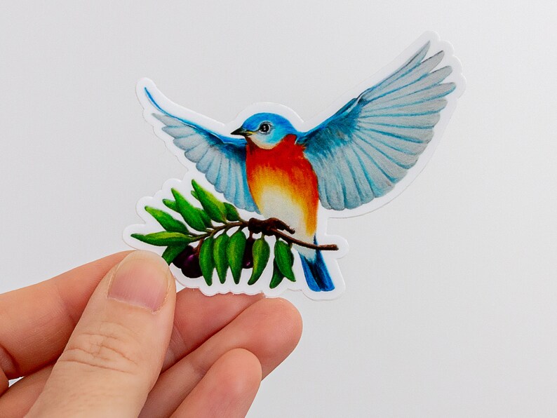 Bluebird of Happiness Sticker Decal 5 x 3.85 | Etsy